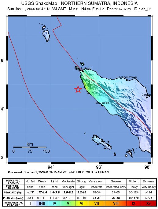 Map of Indonesian earthquake