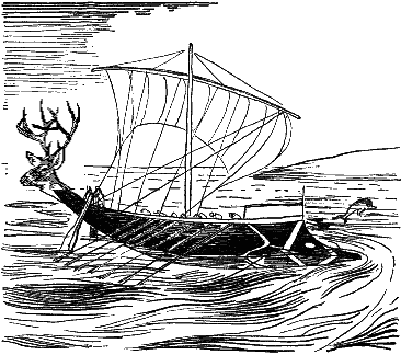Ship with deer figurehead